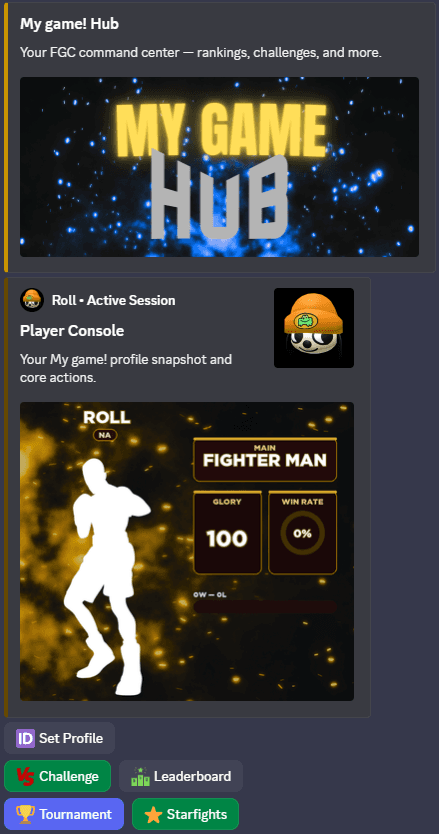 A custom game live in Discord, with its own theme, hub, and character